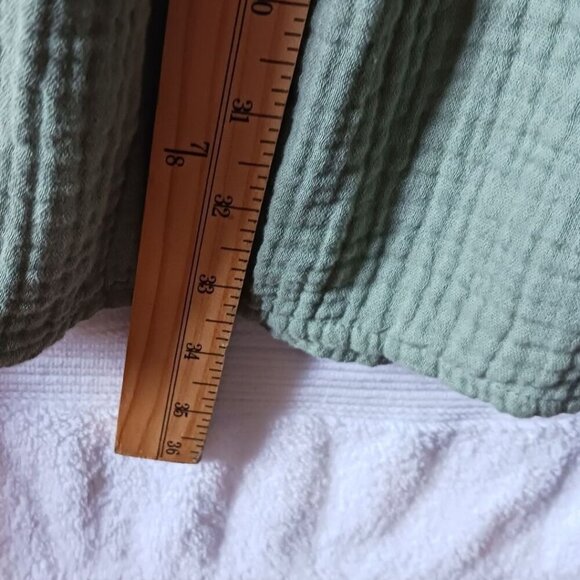 Madewell Cuff Sleeves Gauze Button-Front Tiered Mini Dress Sage Green Xsmall - Picture 11 of 13